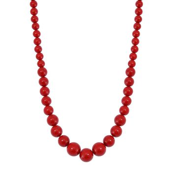 Rote Muschelkernperle Halskette ca. 50 cm Reiner Edelstahl