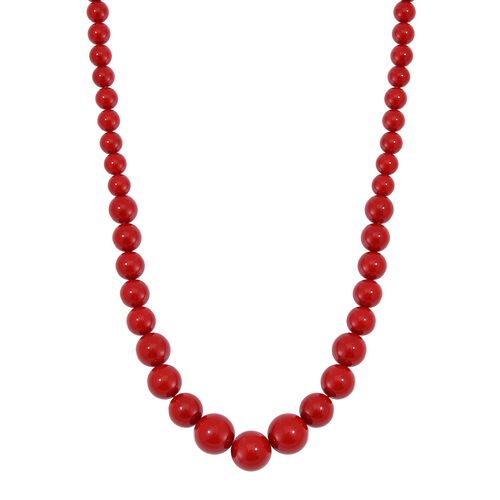 Rote Muschelkernperle Halskette ca. 50 cm Reiner Edelstahl image number 0