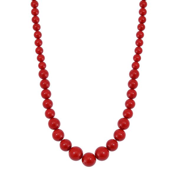 Rote Muschelkernperle Halskette ca. 50 cm Reiner Edelstahl