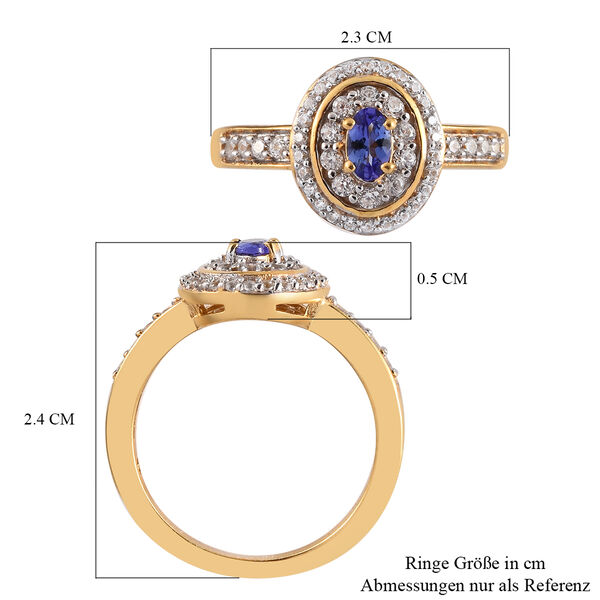 AAA Tansanit und Zirkon-Ring, 925 Silber vergoldet  ca. 0,75 ct image number 7