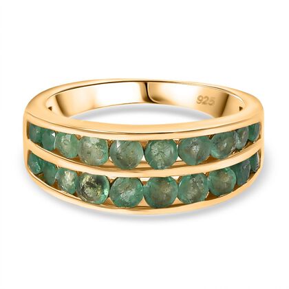 Kagem Sambischer Smaragd Ring, 925 Silber 750 Gelbgold Vermeil (Gr&ouml;&szlig;e 21.00) ca. 1.74 ct