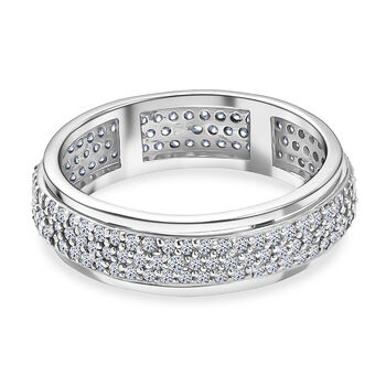 LUXURIANT SGL zertifizierter SI-GH Labor Diamant Spinning Ring, 925 Silber rhodiniert - 1 ct.