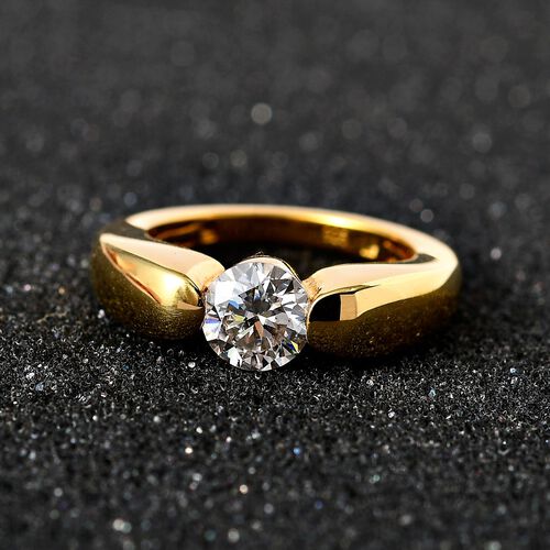 Moissanit Ring in 925 Silber mit Gelbgold Vermeil - 0,94 ct. image number 8