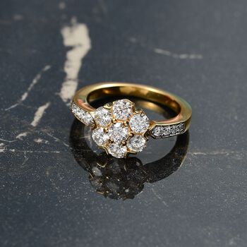 D'Joy Moissanit Ring, 925 Silber vergoldet - 1,28 ct.