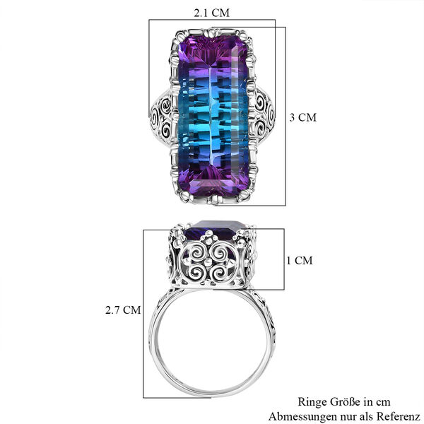 Sajen Silber - Blau-Pink Turmalin Quarz Ring 925 Silber rhodiniert (Gr&ouml;&szlig;e 17.00) ca. 16.70 ct image number 5