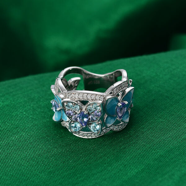 GP Trionfo Kollektion - Tansanit, Blauer Apatit Ring 925 Silber rhodiniert (Gr&ouml;&szlig;e 18.00) ca. 1.61 ct image number 2