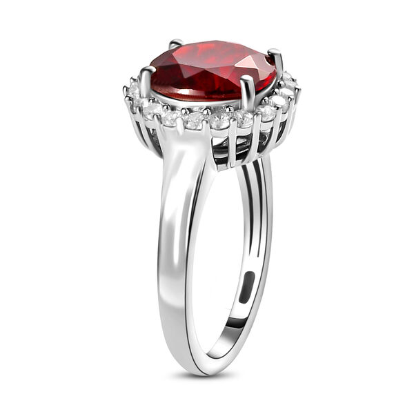 Nat&uuml;rlicher Mosambik Granat und wei&szlig;er Zirkon-Ring, 925 Silber platiniert (Gr&ouml;&szlig;e 19.00) ca. 4.79 ct image number 5