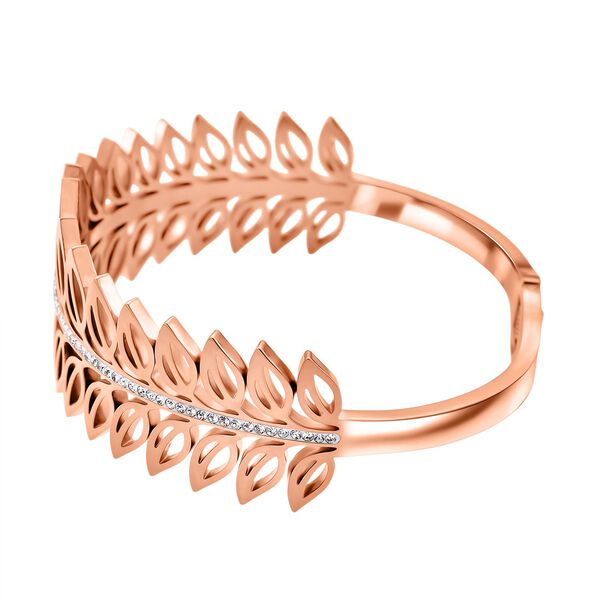 Weißer Kristall Armreif ca. 19 cm Reiner Edelstahl IP Rosa Plattierung image number 3