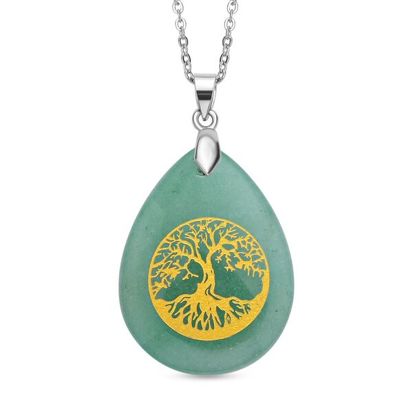 Gr&uuml;ner Aventurin, Lebensbaum Anh&auml;nger mit Kette image number 0