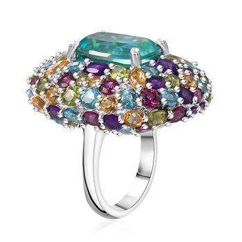 GP Italian Garden Kollektion - AA Pfau Triplett Quarz und Multi-Edelstein-Ring - 20,23 ct.