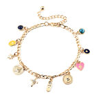 Schlichtes Edelstein- und weißes Kristall Charme-Armband/Fußkette, ca. 19 cm, goldfarben