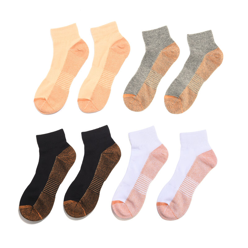 4er-Set Kupfer Socken, Größe L/XL, Länge 30 cm, Schwarz, Weiß, Hellgrau, Beige image number 0