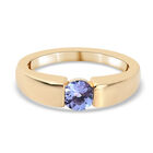 Tansanit Solitär Spannring, 925 Silber Gelbgold Vermeil (Größe 16.00) ca. 0.50 ct