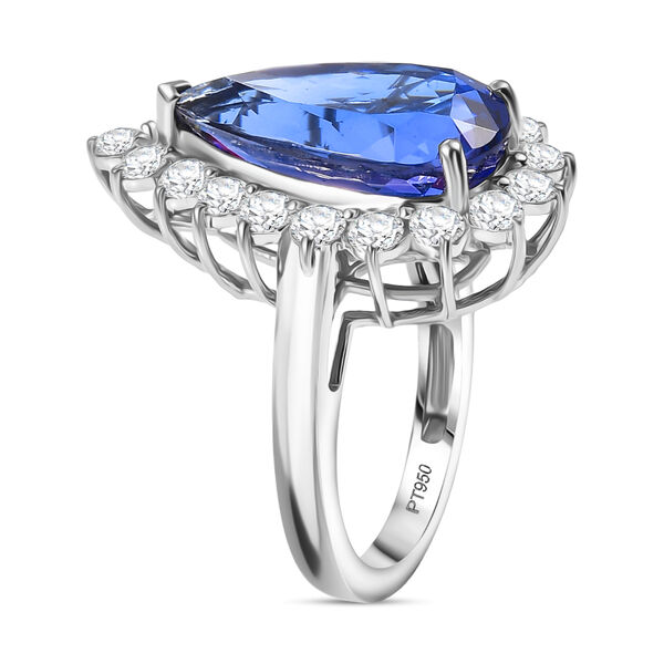 Rhapsody AAAA Tansanit, Weißer Diamant Ring 950 Platin (Größe 17.00) ca. 11,34 ct image number 4