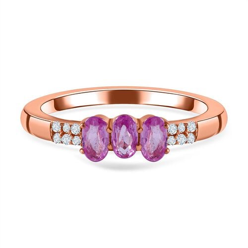 AA Rosa Saphir, Weißer Zirkon Ring, 925 Silber rosévergoldet, (Größe 20.00) ca. 1.15 ct image number 0