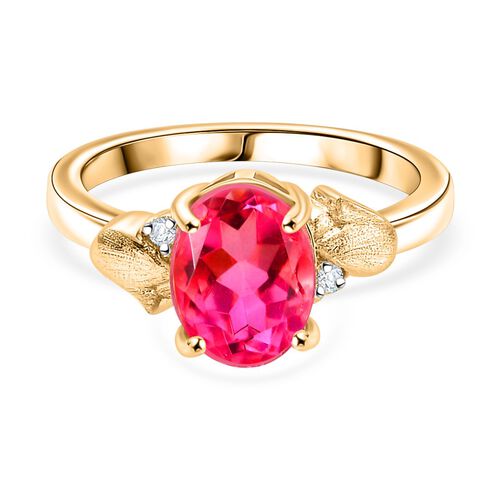 Sunset Quarz Triplette, Weißer Zirkon Ring 925 Silber vergoldet (Größe 18.00) ca. 2,08 ct image number 0