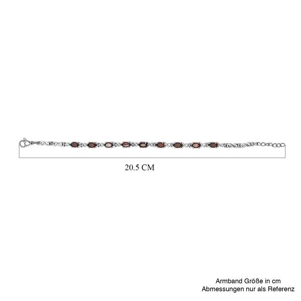 Rotes Granat Armband, ca. 19 cm, Edelstahl, ca. 5.23 ct image number 5