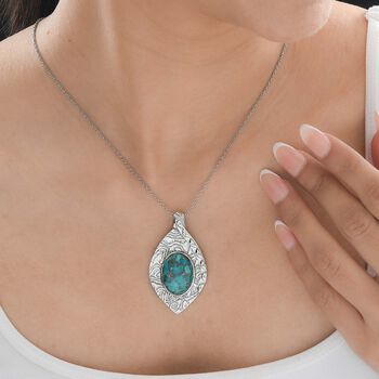 Cleopatra-Stil Blaues T&uuml;rkis Anh&auml;nger mit Kette, 316L Edelstahl ca. 18.50 ct