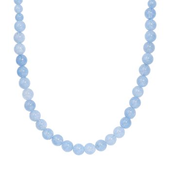 Aquamarin Halskette ca. 45 cm+ 5 cm Extender, 925 Silber rhodiniert ca. 170,00 ct.