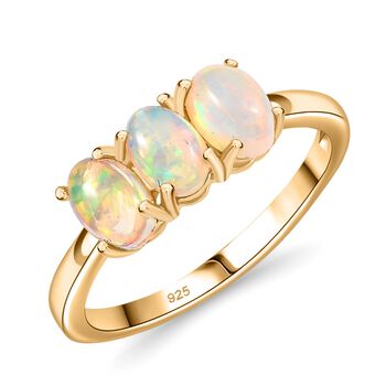 AA Nat&uuml;rlicher, &auml;thiopischer Welo Opal Ring, 925 Silber vergoldet - 0,93 ct.