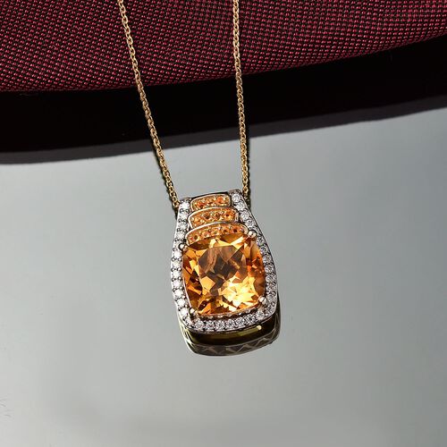 D'joy AA Serra Gaucha Citrin, Moissanit Anhänger mit Kette (ca. 50 cm) 925 Silber 750 Gelbgold Vermeil ca. 5,56 ct. image number 1