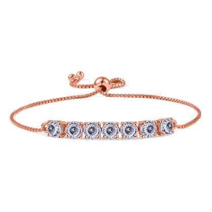 D&rsquo;joy 100 Facetten Moissanit Armband ca. 19 cm 925 Silber 750 Ros&eacute;gold Vermeil ca. 3.38 ct