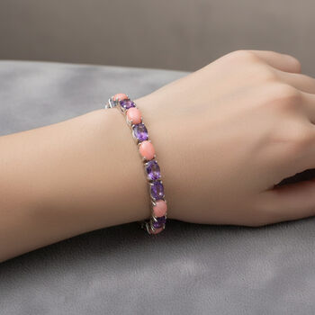 D'Joy AA Rose De France Amethyst und Rosa Opal 19cm Armband - 18,12 ct.