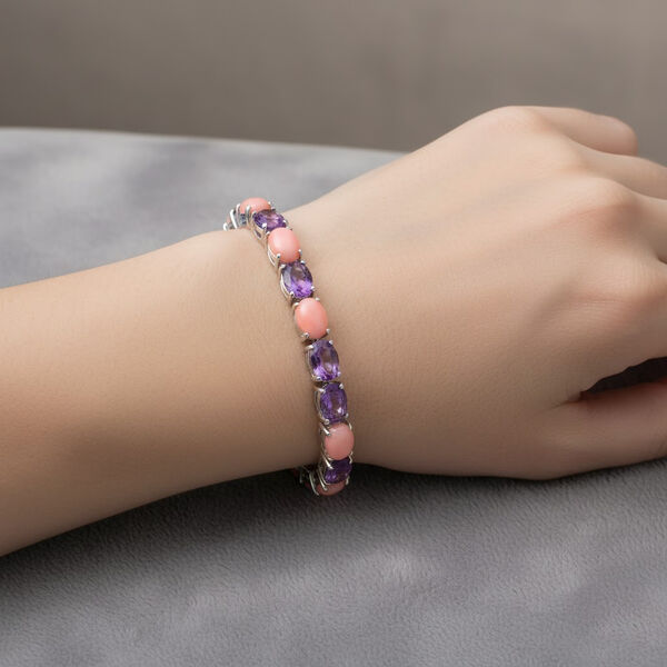 D'Joy AA Rose De France Amethyst und Rosa Opal 19cm Armband - 18,12 ct. image number 3