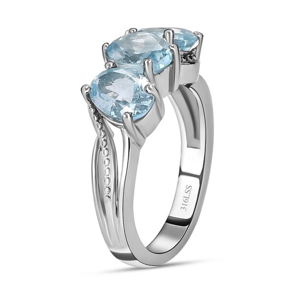 Himmelblauer Topas-Ring, (Größe 16.00) Edelstahl, ca. 2,74 ct image number 5