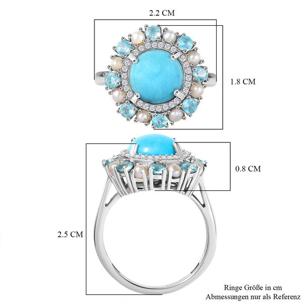 D'Joy AA Sleeping Beauty T&uuml;rkis, S&uuml;&szlig;wasserperle, Apatit und Zirkon Ring image number 6