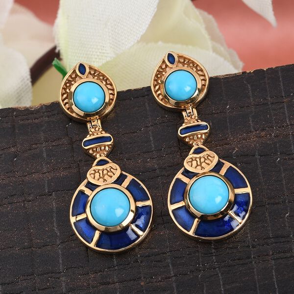 Nat&uuml;rliche Sleeping Beauty T&uuml;rkis emaillierte Ohrh&auml;nger in Silber, 1,28 ct. image number 2