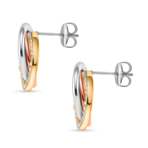 Dreifarbige wei&szlig;e Kristall Halskette und Ohrringe image number 4