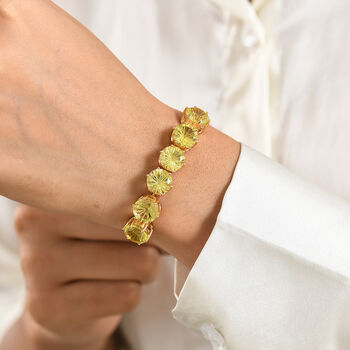 D'Joy AAA Ouro Verde-Quarz Armband ca. 19 cm 925 Silber 750 Gelbgold vermeil ca. 21,32 ct.
