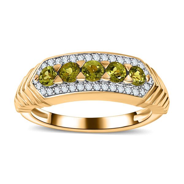 Natürlicher AA Calabar-Turmalin, Weißer Zirkon Ring, 925 Silber Gelbgold Vermeil (Größe 17.00) ca. 0.89 ct image number 4
