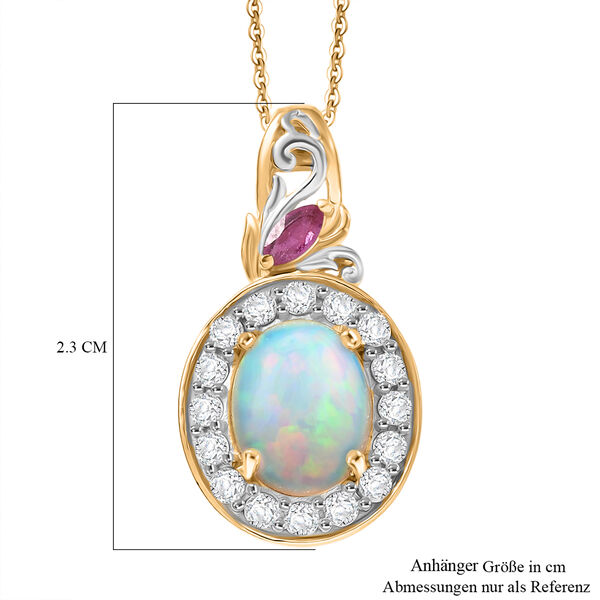 D'Joy nat&uuml;rlicher, &auml;thiopischer Welo Opal, afrikanischer Rubin und Zirkon Anh&auml;nger mit 50cm Kette - 2,13 ct. image number 6