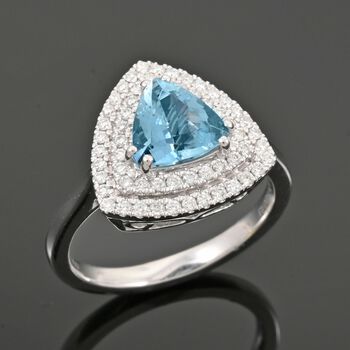 RHAPSODY AAAA Santamaria Aquamarin und VS Diamant Ring in 950 Platin - 2 ct.
