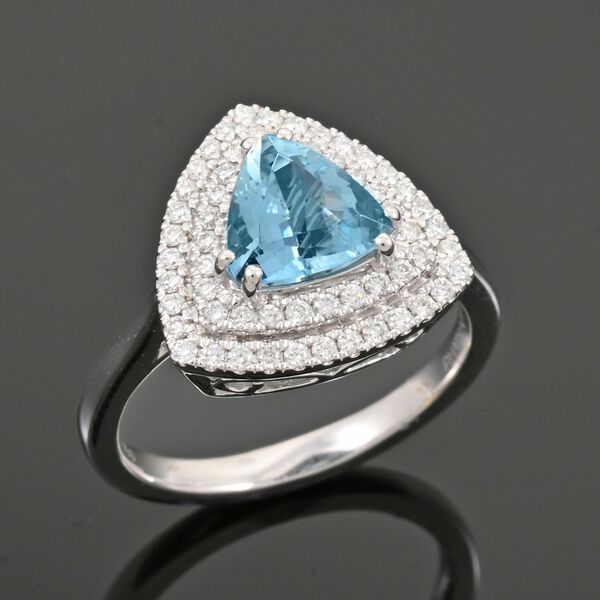 RHAPSODY AAAA Santamaria Aquamarin und VS Diamant Ring in 950 Platin - 2 ct. image number 1
