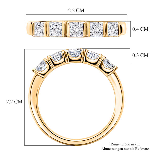 LUXURIANT DIAMOND - Lab Grown Diamant SI-GH Ring 925 Silber 750 Gelbgold vermeil (Gr&ouml;&szlig;e 18.00) (10-15 Werktage Lieferzeit) ca. 1.00 ct image number 7
