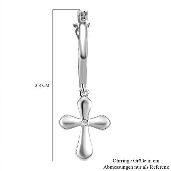 Wei&szlig;e Diamant-Ohrringe, 925 Silber platiniert image number 6