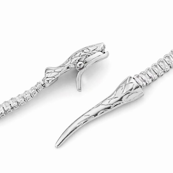 Verstellbare, wei&szlig;e Zirkonia Halskette in Silberton, 50-66cm image number 4