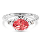 Padparadscha Triplett Quarz und Zirkon-Ring, 925 Silber (Größe 16.00) ca. 1,43 ct