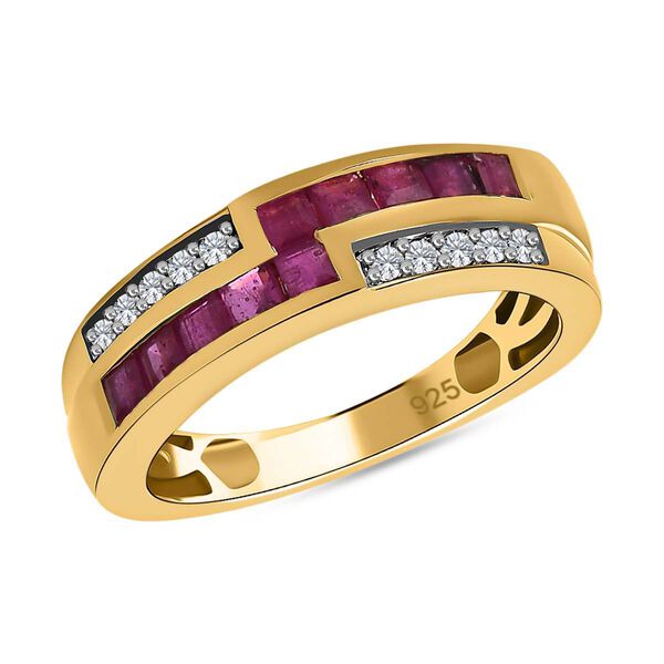 Geometric Meander Rubin und Zirkon Ring- 1,11ct. image number 4