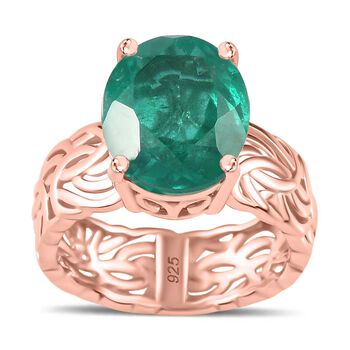 Smaragd-Quarz Triplette Ring 925 Silber 750 Ros&eacute;gold Vermeil (Gr&ouml;&szlig;e 16.00) ca. 5.25 ct