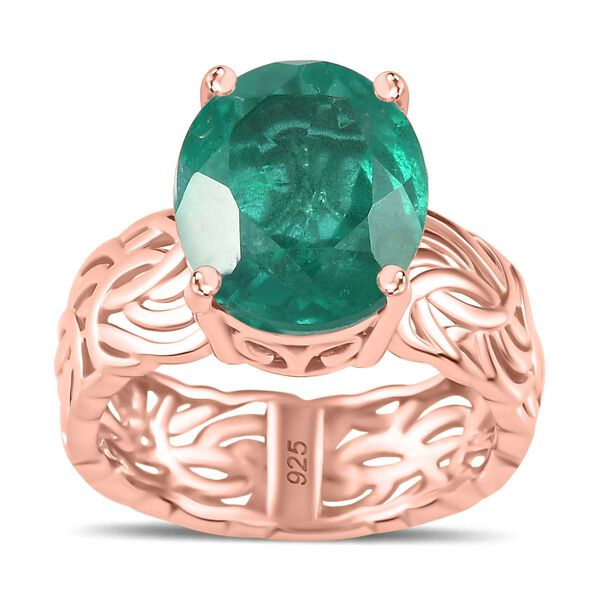Smaragd-Quarz Triplette Ring 925 Silber 750 Ros&eacute;gold Vermeil (Gr&ouml;&szlig;e 16.00) ca. 5.25 ct image number 4