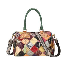 Chaos by Elsie -  Echtleder Handtasche mit RFID-Schutz, Glänzendes Krokodil-Prägungsmuster, 33x17x20 cm