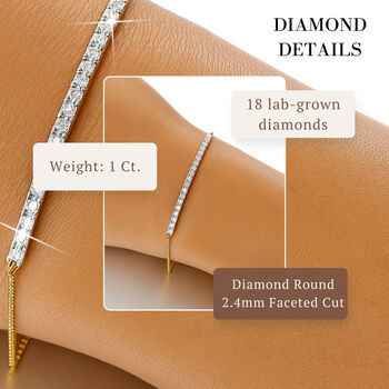 LUXURIANT DIAMOND - Lab Grown Diamant SI-GH Armband ca. 26.75 cm 925 Silber 750 Gelbgold vermeil ca. 1,00 ct.