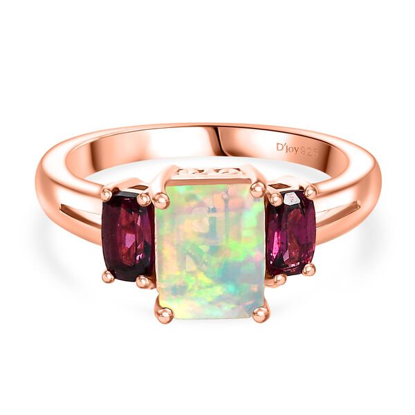 D'Joy AA Natürlicher, äthiopischer Welo Opal, Natürlicher Rhodolith Granat Ring 925 Silber rosévergoldet (Größe 20.00) ca. 1.76 ct image number 0