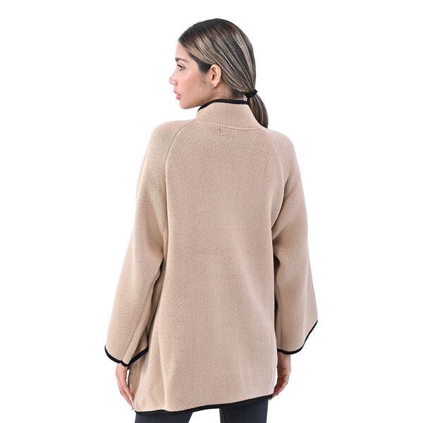 TAMSY: Strick-Mantel für Damen mit Schnalle, Beige  image number 2