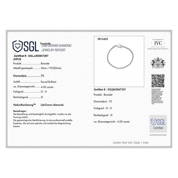 Lab Grown Diamant SI-GH SGL zertifiziert Halskette ca. 45 cm 925 Silber rhodiniert ca. 10,00 ct. image number 5