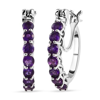 Natürliche, marokkanische Amethyst-Creolen, 925 Silber platiniert ca. 1,53 ct